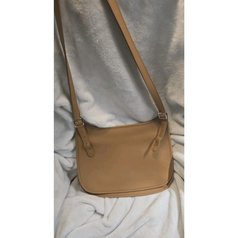 Vintage Coach 9134 Tan Leather Slim Hippie Flap Saddle Bag Crossbody